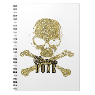 Carnet Blanc Glam to the Bone Pailleté Or Crâne