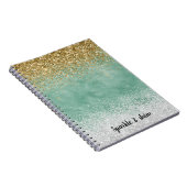 Carnet Blanc Menthe Glam Or Paillettes (Côté Droit)