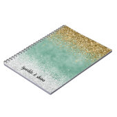 Carnet Blanc Menthe Glam Or Paillettes (Côté gauche)