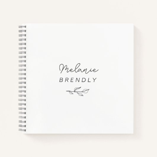 Carnet Blanc Minimaliste Moderne Élégant Botanique (Devant)