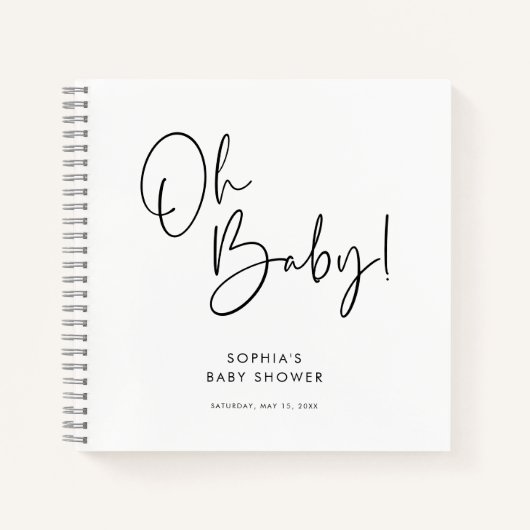 Carnet Blanc moderne Boho Genre Neutre Baby shower Invité (Devant)