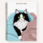 Carnet Blanc Noir Tuxedo Couvercles de chat Bleu Pink (Devant)