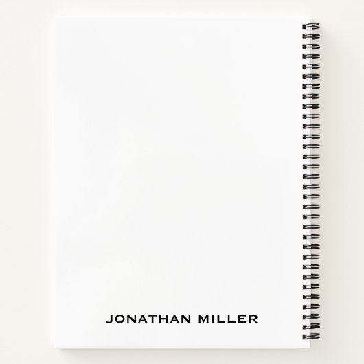 Carnet Blanc personnalisé à main gauche avec police noire (Dos)