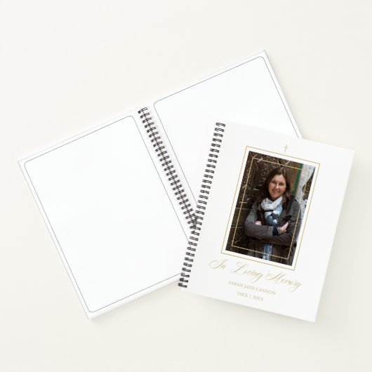Carnet Blanc traditionnel & élégant Golden Photo Funérail (Intérieur)