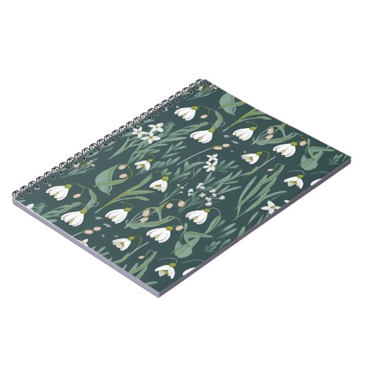 Carnet Blancs De Neige Fleurs Sur Vert (Côté gauche)