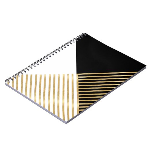 Carnet Blancs d'or géométrique noir moderne (Côté gauche)