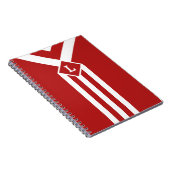 Carnet Blancs et Chevrons sur Rouge avec Monogramme (Côté Droit)
