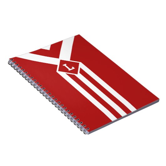 Carnet Blancs et Chevrons sur Rouge avec Monogramme (Côté Droit)