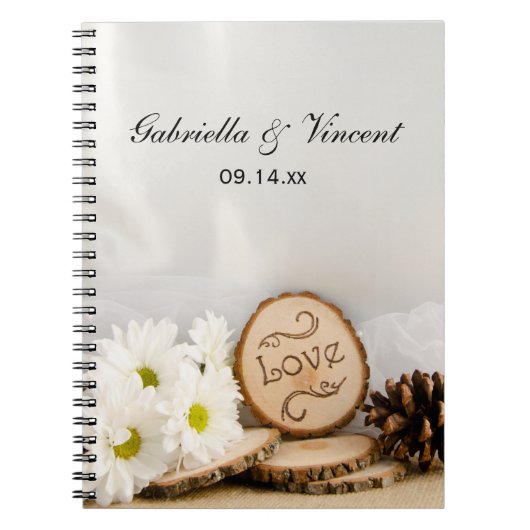 Carnet Blancs rustiques Mariage de bois (Devant)