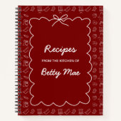 Carnet Blank Red Cookbook Write Your Own Favorite Recipe (Devant)