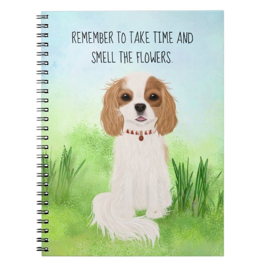Carnet Blenheim Cavalier King Charles Spaniel Fleurs (Devant)