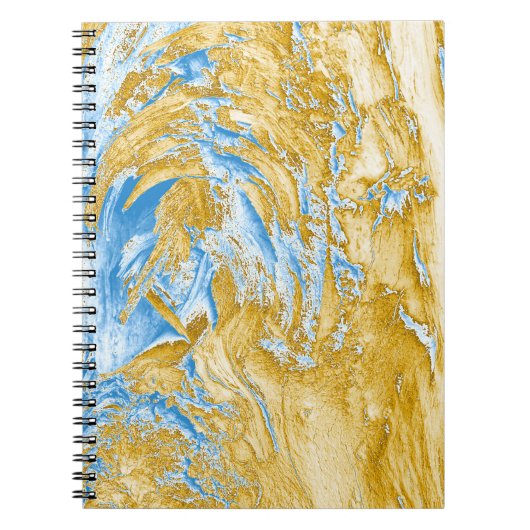 Carnet Bleu Abstrait : Touches dorées. (Devant)