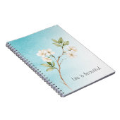 Carnet Bleu Aqua Blanc Floral (Côté Droit)