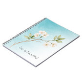 Carnet Bleu Aqua Blanc Floral (Côté gauche)