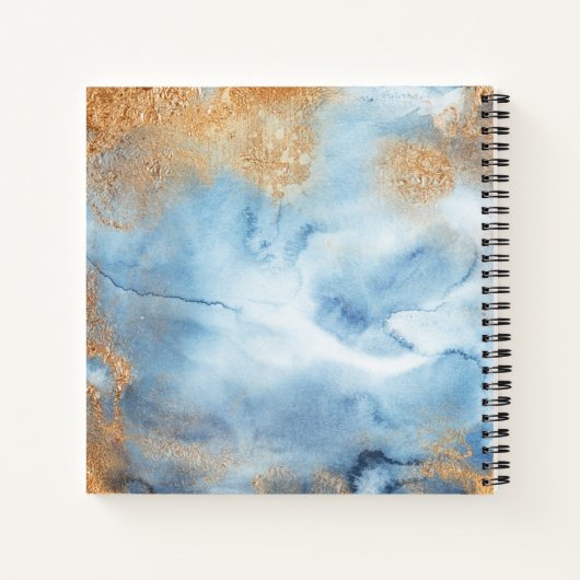 Carnet Bleu Aquarelle Nom Abstrait Script (Dos)