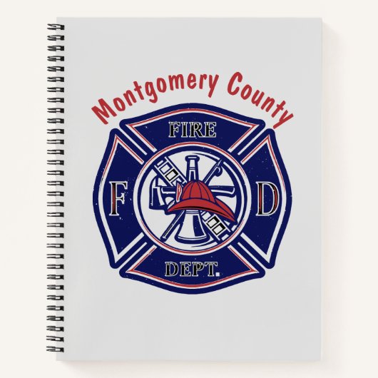 Carnet Bleu Badge de pompier Logo Customisé Recette (Devant)