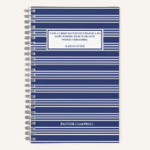 Carnet Bleu Bande Moderne Citation Personnalisée Prière (Recto)