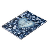 Carnet Bleu Blanc Denim Flowers Coeur (Côté gauche)