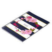 Carnet Bleu blanc et or Moderne Floral Cham (Côté gauche)