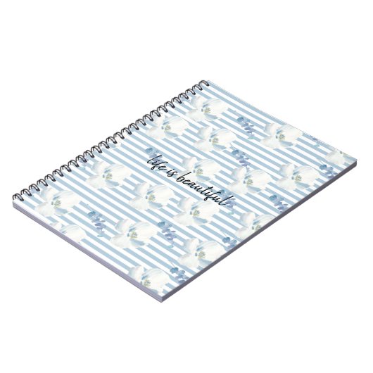 Carnet Bleu blanc Fleur Eucalyptus raypes (Côté gauche)