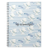 Carnet Bleu blanc Fleur Eucalyptus raypes (Devant)