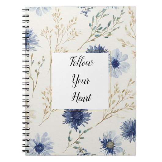 Carnet Bleu Blanc Floral (Devant)