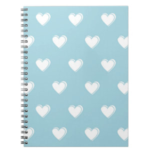 Carnet Bleu blanc mignon simple Motif de coeur