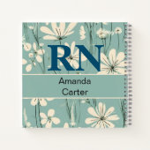 Carnet Bleu Blanc moderne marguerite Nom personnalisé RN  (Dos)