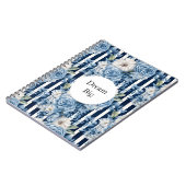 Carnet Bleu blanc rayures florales (Côté gauche)
