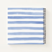 Carnet Bleu blanc rayures violet jaune Floral Recette (Dos)