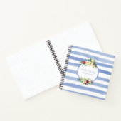 Carnet Bleu blanc rayures violet jaune Floral Recette (Intérieur)
