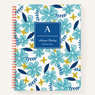 Carnet Bleu bleu tropical modèle floral