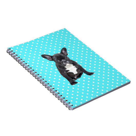 Carnet Bleu Chien à Chien à Chien Bleu Pois mignon (Côté Droit)