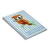 Carnet Bleu Chouette Sage Bleu Bandes Customisées (Côté Droit)
