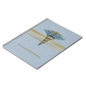 Carnet Bleu clair Caduceus Faux Gold Foil rayures Médical (Côté gauche)