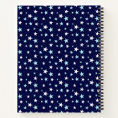 Carnet Bleu clair et étoiles blanches sur fond bleu marin (Dos)