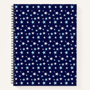 Carnet Bleu clair et étoiles blanches sur fond bleu marin