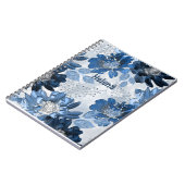 Carnet Bleu clair, fleurs bleu foncé sur gris clair (Côté gauche)