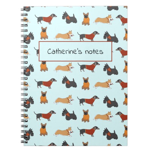 Carnet bleu clair pour petit chien Motif (Devant)