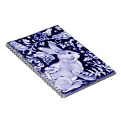 Carnet Bleu classique et blanc lapin et oiseaux Floral Na (Côté Droit)
