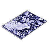 Carnet Bleu classique et blanc lapin et oiseaux Floral Na (Côté gauche)