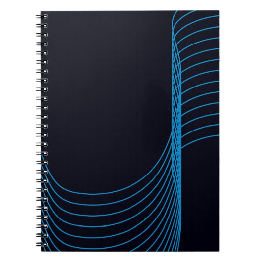 Carnet Bleu, cool, moderne, tendance, lignes courbes simp (Devant)