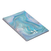 Carnet Bleu cristal marbre Iridescente Agate (Côté Droit)