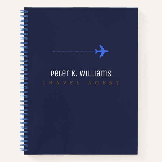 carnet bleu de l'agent de voyage avec avion (Devant)