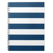 Carnet Bleu de marine, Blancs, Motif rayé (Devant)