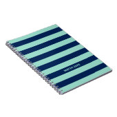 Carnet Bleu de mer vert et bleu marine avec nom (Côté Droit)
