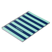 Carnet Bleu de mer vert et bleu marine avec nom (Côté gauche)