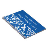 Carnet Bleu Denim Gras Mod Damassé avec texte personnalis (Côté Droit)