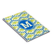 Carnet Bleu d'été et citrons et Motif Feuille (Côté Droit)