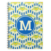 Carnet Bleu d'été et citrons et Motif Feuille (Devant)